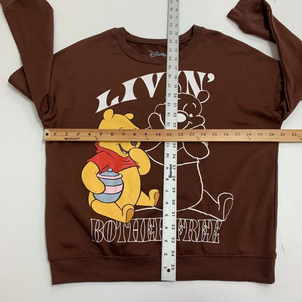 Disney Winnie The Pooh Sweater Womens S Brown Crew Neck Micro Fleece Pullover - Picture 7 of 12